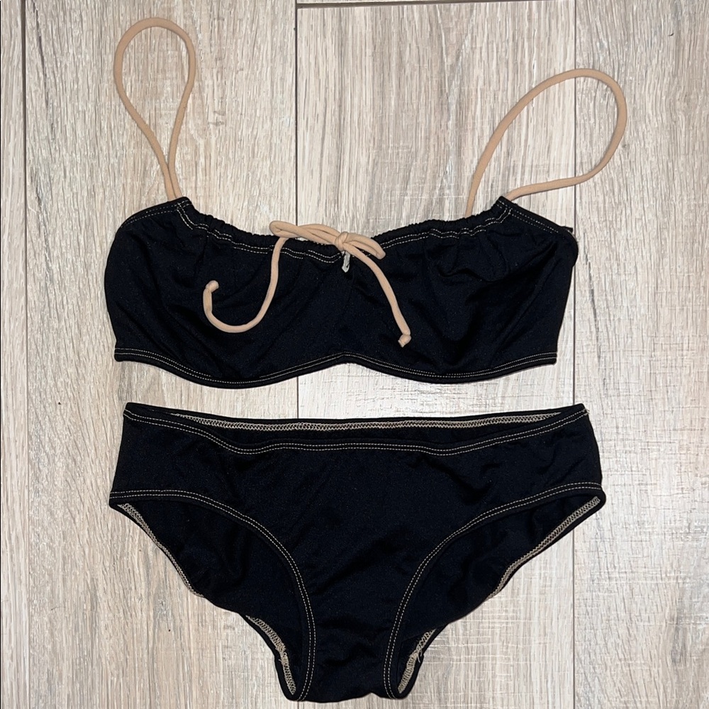 Vintage DKNY Black Bikini Set with Nude Straps